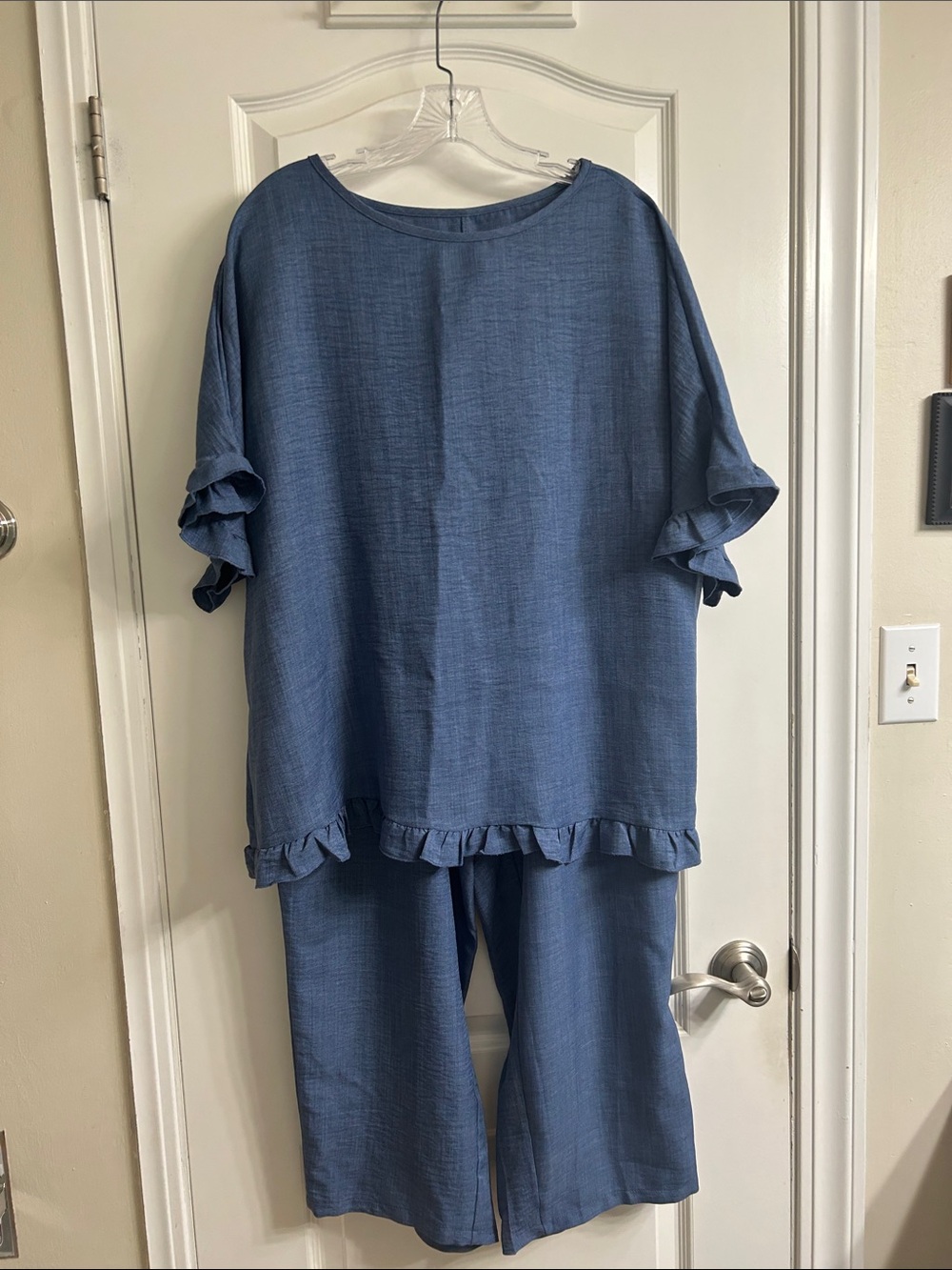 Blue Ruffle-Trim Set